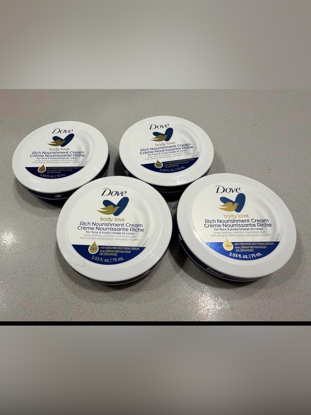 Dove Rich Nourishment Cream Face Hand & Body Moisturizer Extra Dry Skin 4 Pack